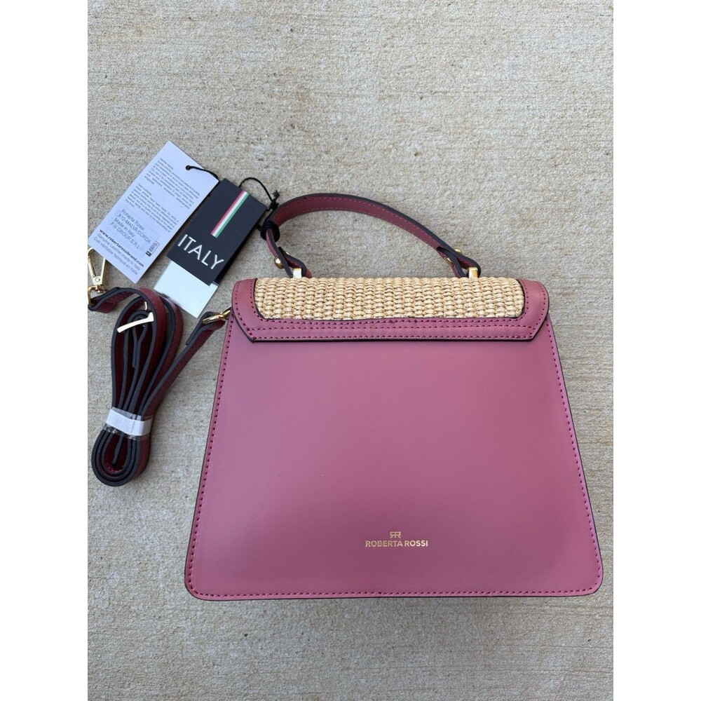 Roberta Rossi Malva Leather Flap Crossbody Satchel Purse Handbag 9"W x 8"H Italy - Picture 4 of 7